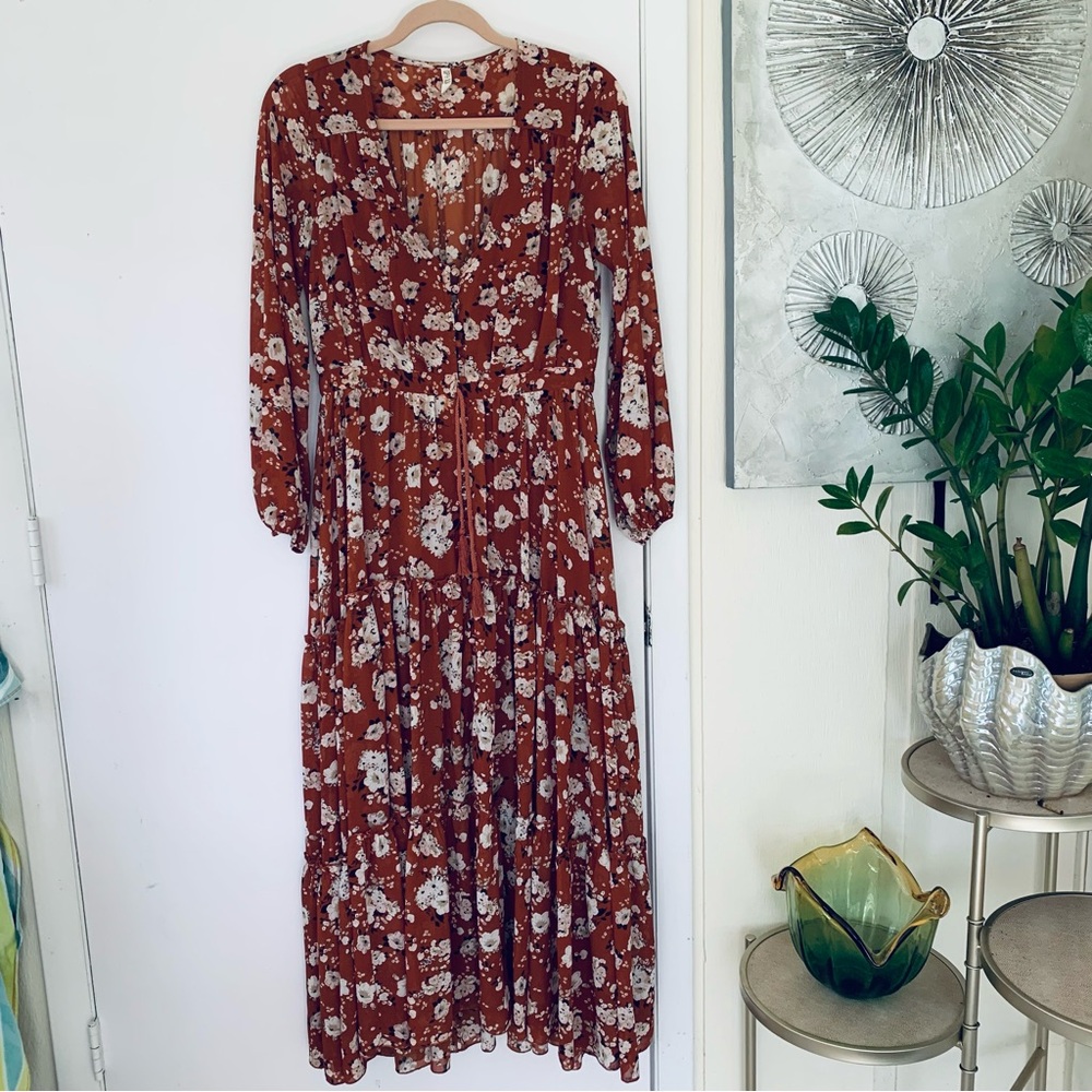 Spell  Boho Maxi Hi-low Dress Burnt Ember floral print  size XS